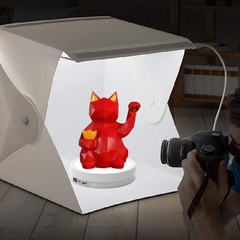 JAYEGT Variety Colors LED Light Base Non-Slip Rotating Display Stand , 66lbs Load, 360 Degree Photography Turntable forProducts Shows, Glass Crystal Artwork, Jewelry，Remote Control (12.6inch / 6Color LED Light /White / Wired) - Image 3